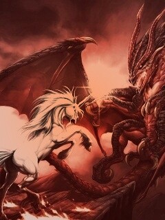 Дракон и единорог обои