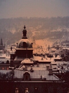 Город зимой обои