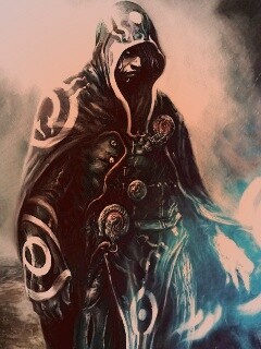 Темный маг в плаще-накидке обои