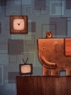 Слон, часы и телевизор обои