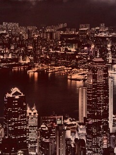 Небоскребы ночью обои