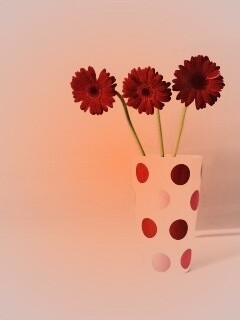 Вазочка с тремя красными герберами обои