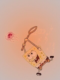 Губка Боб гонится за медузой обои