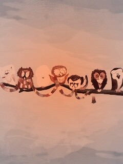 Совы на ветке обои