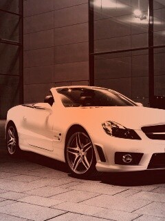 Белый мерседес с открытым верхом обои