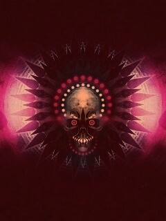 Неоновый череп обои