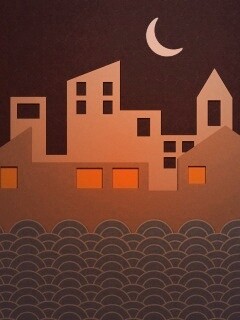 Ночной город на реке обои