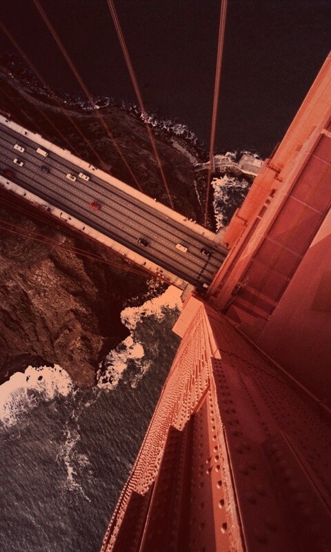 Вид в с пролета моста Золотые Ворота обои