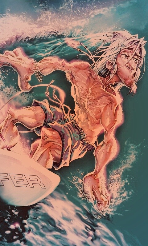 Карикатура на серфера обои