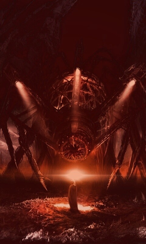 Свет против механического монстра обои