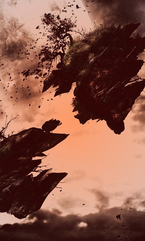 Летящие куски земли обои