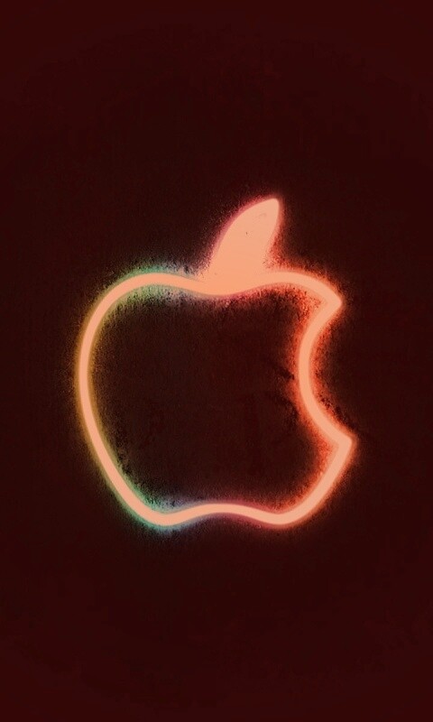 Неоновое лого Эпл обои