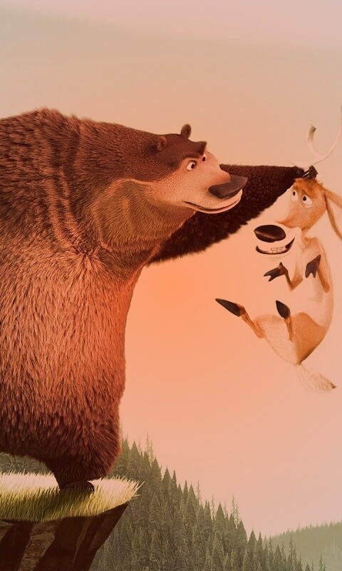 Медведь прессует оленя обои