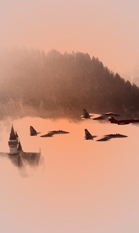 Истребители над замком обои