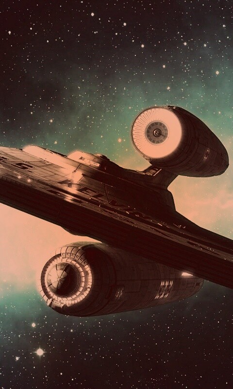 Космический корабль с двумя двигателями обои