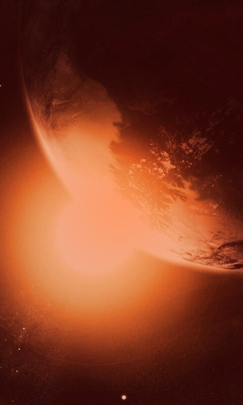 Солнце выглядывает из-за планеты обои