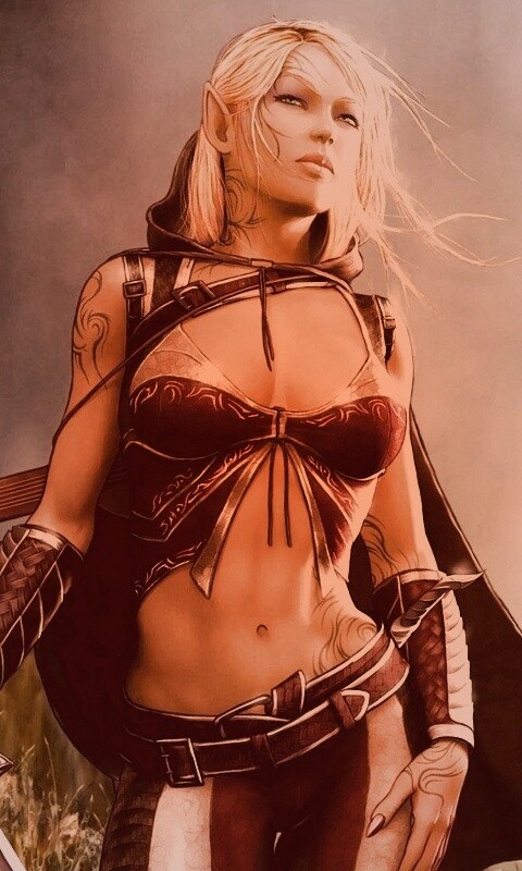 Эльфийка с мечем обои