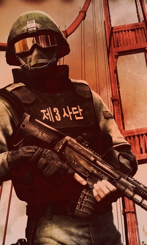 Солдат на мосту Золотые Ворота обои