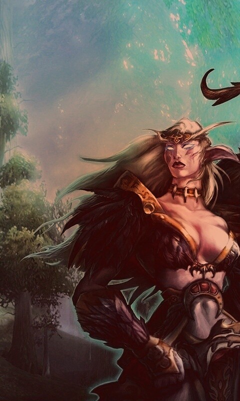 Тёмная эльфика в лесу обои