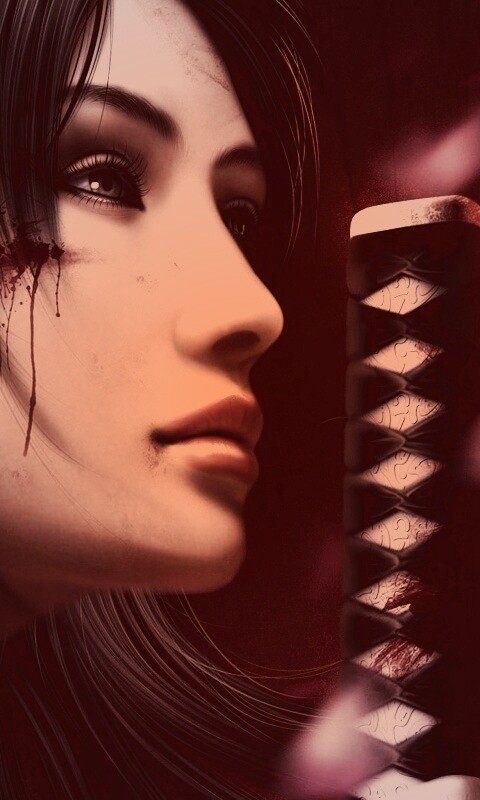 Японка с катаной обои