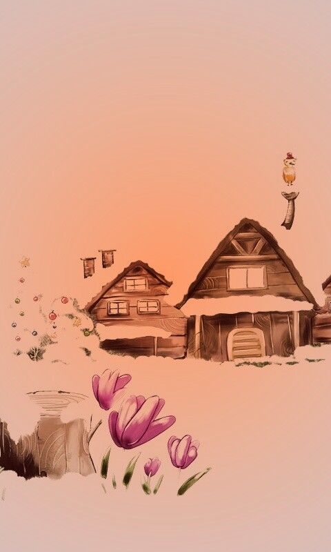 Деревня в новый год обои