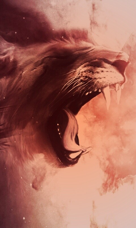 Рычащий лев обои