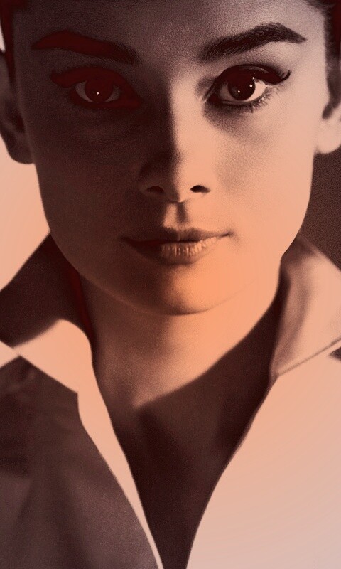 Одри Хепберн в grayscale обои