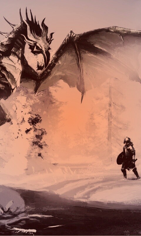 Скайрим: битва с ледяным драконом обои