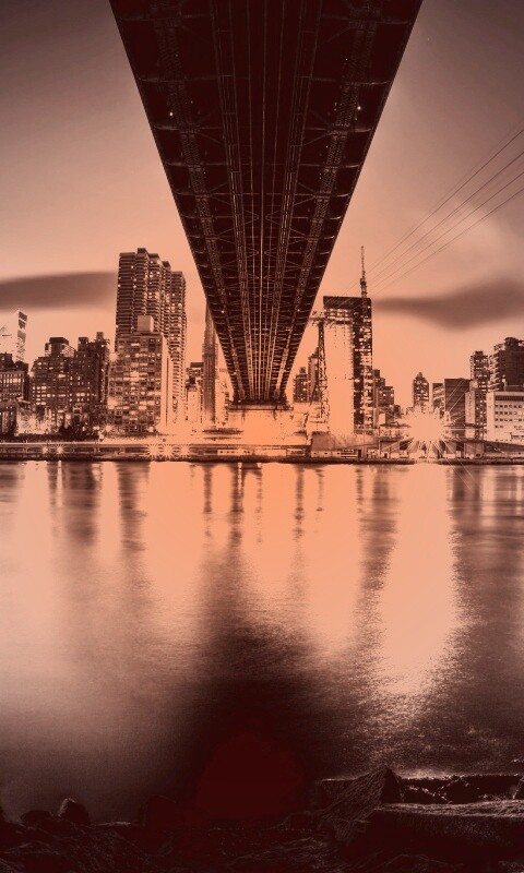 Вид на Остров Рузвельта из-под моста Квиснборо обои