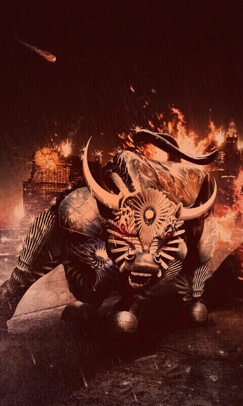 Воин и бык на крыше обои