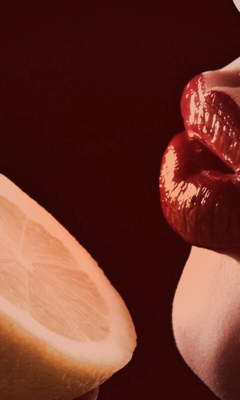 Лимон и губы обои