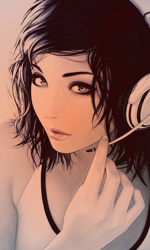 Сексуальная девушка в наушниках с микрофоном обои