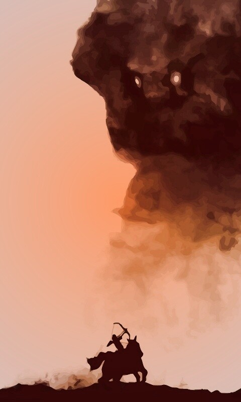 Всадник и огромный голем обои