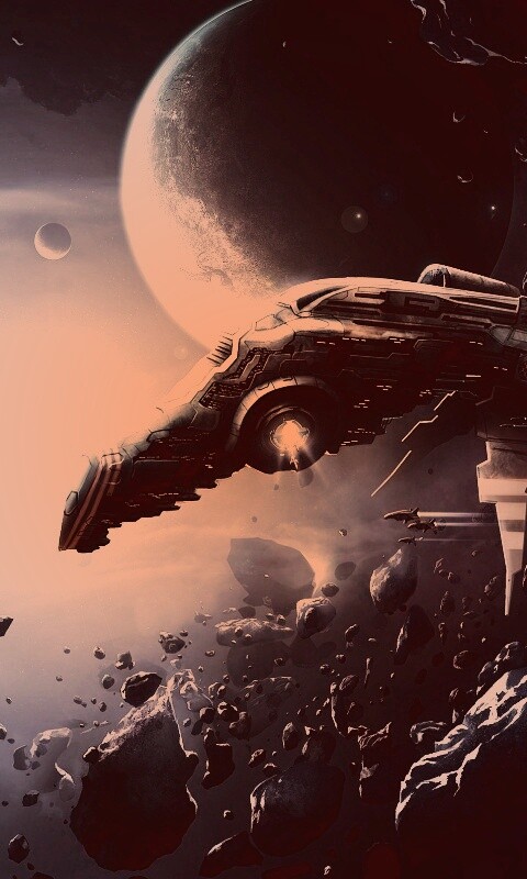 Полет в астероидах обои