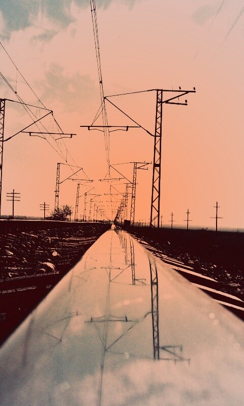 Отражение в рельсе обои