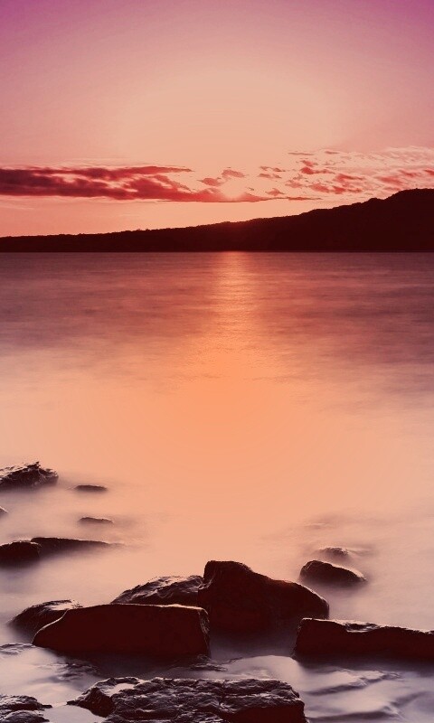 Восход над озером обои