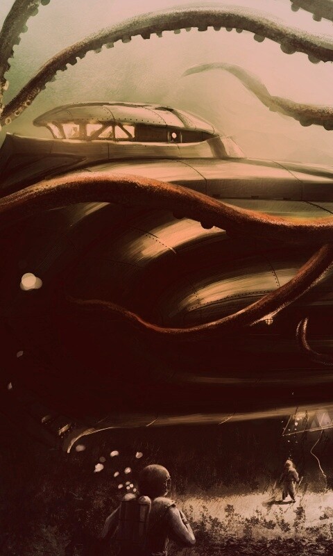 Наутилус в плену щупалец обои