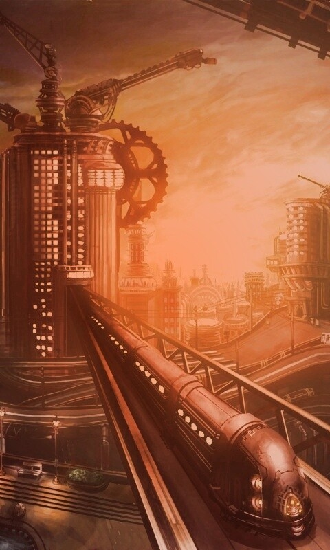 Город из мира стимпанк обои