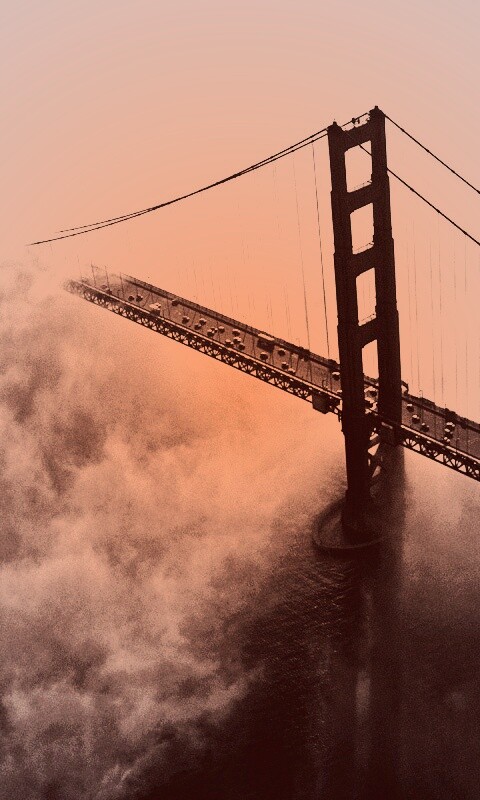 Мост Золотые ворота утопает в тумане обои