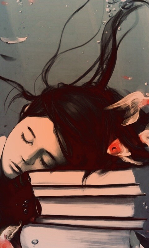 Девочка тонет в знаниях обои