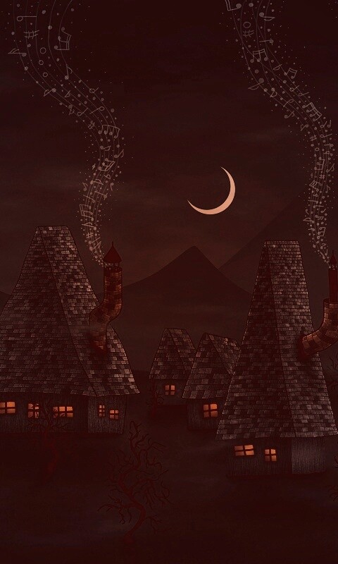 Ночная деревенька обои