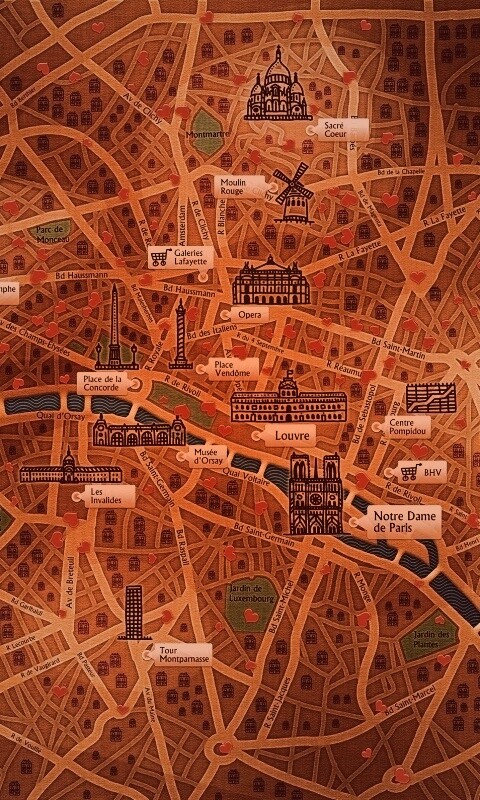 Карта Парижа обои
