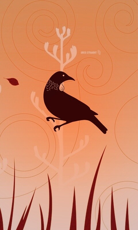 Векторные стилизованные птицы на ветках дерева обои