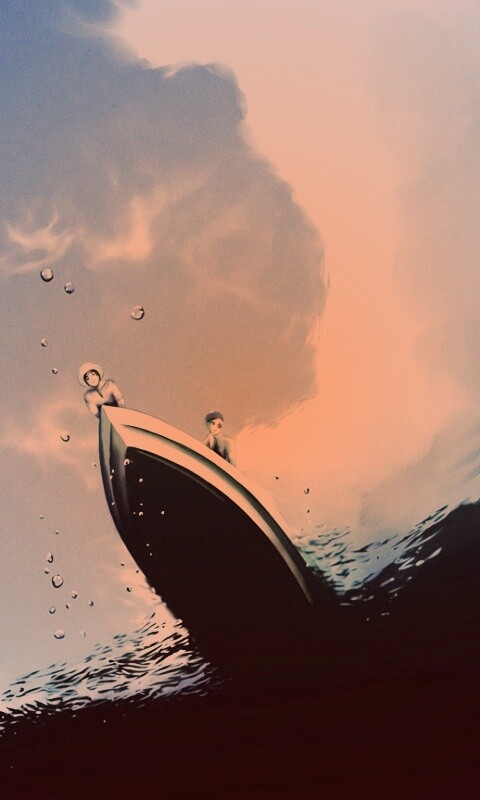 Катер и водная черепаха обои