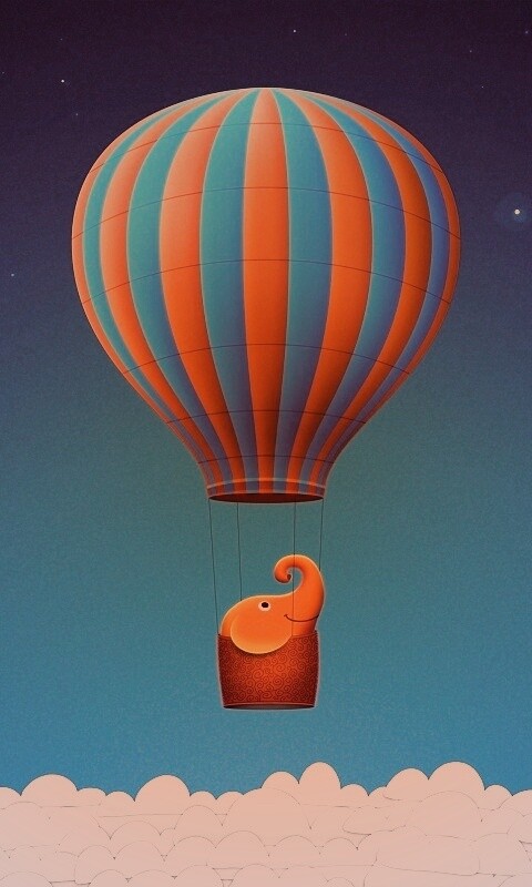 Слон на воздушном шаре обои