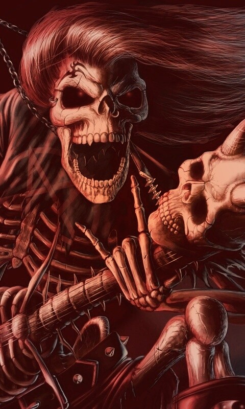 Скелет играет на скелет-гитары обои