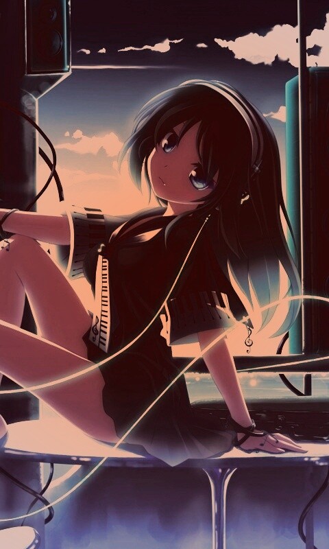 Девочка с плеером обои