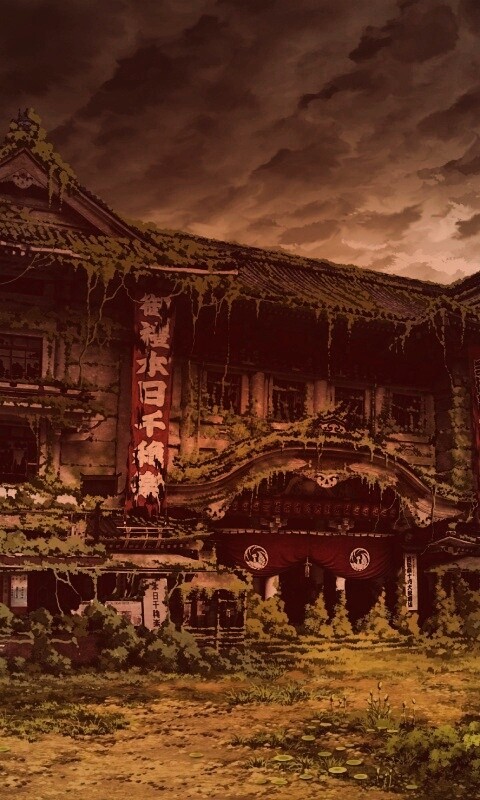 Заброшенное японское здание обои