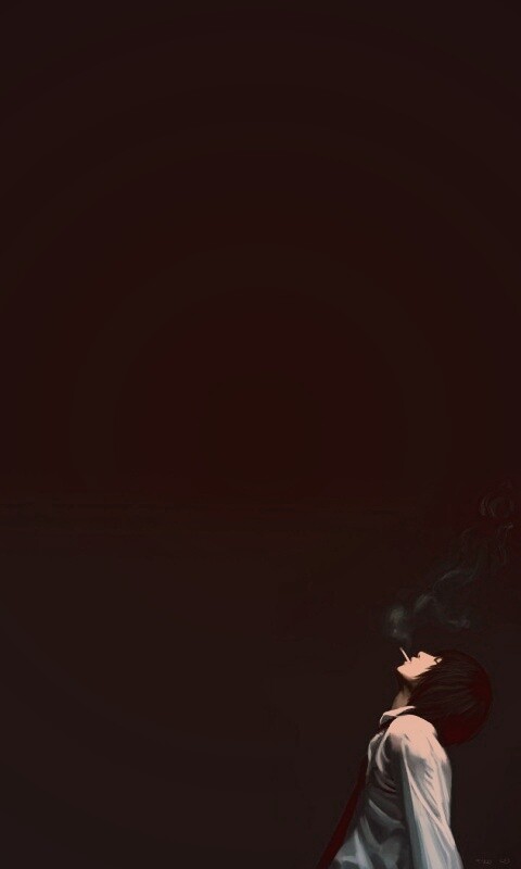 Курящий в углу обои