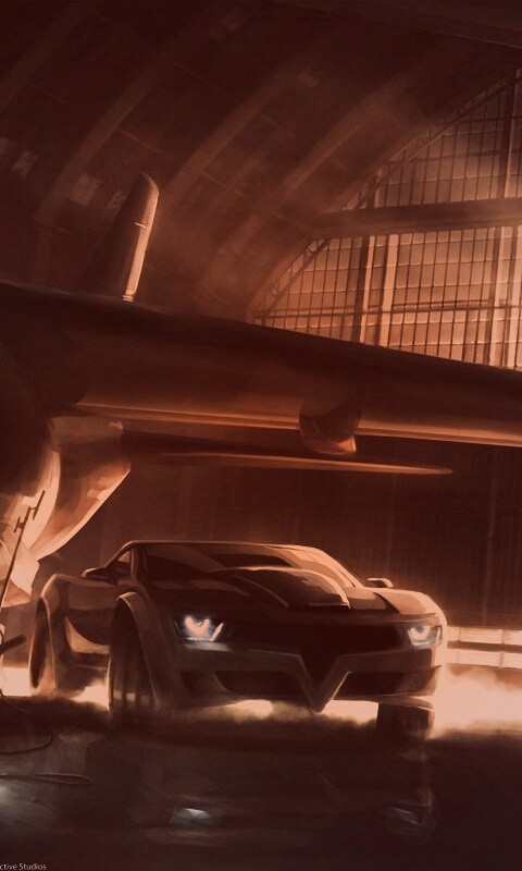 Машины въезжают в ангар обои